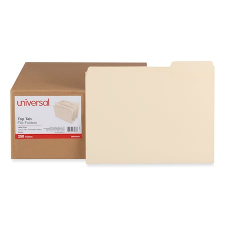 Universal Top Tab File Folders, 13Cut Tabs Assorted, Letter Size, 075 Expansion, Manila, 250PK 5749